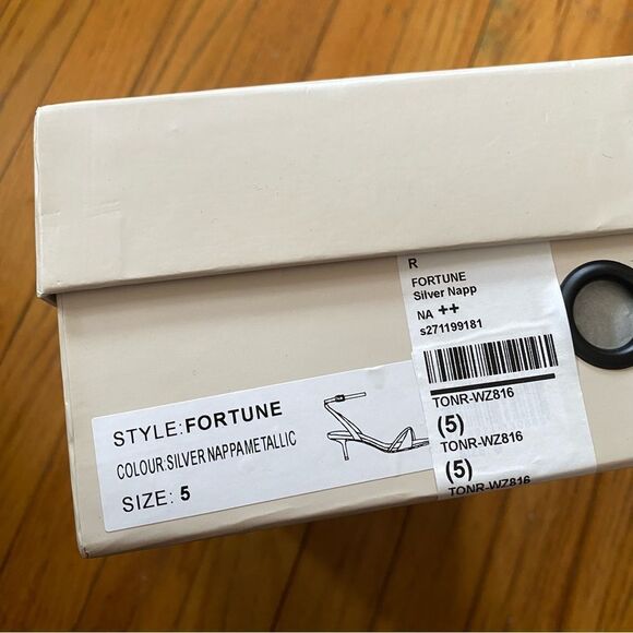 Tony Bianco Fortune Sandals Silver Nappa Metallic high heels strappy Revolve 5 - Picture 8 of 14